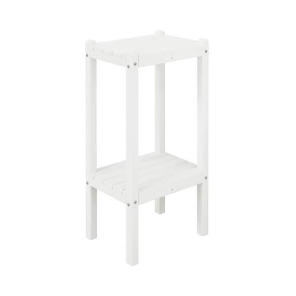 WESTIN OUTDOOR Laguna Plastic Indoor/Outdoor Patio Side Table with Storage Shelf White