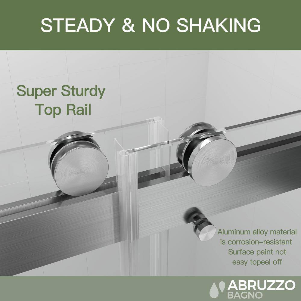 Brushed Nickel Frameless Sliding Shower Door with Tempered Glass