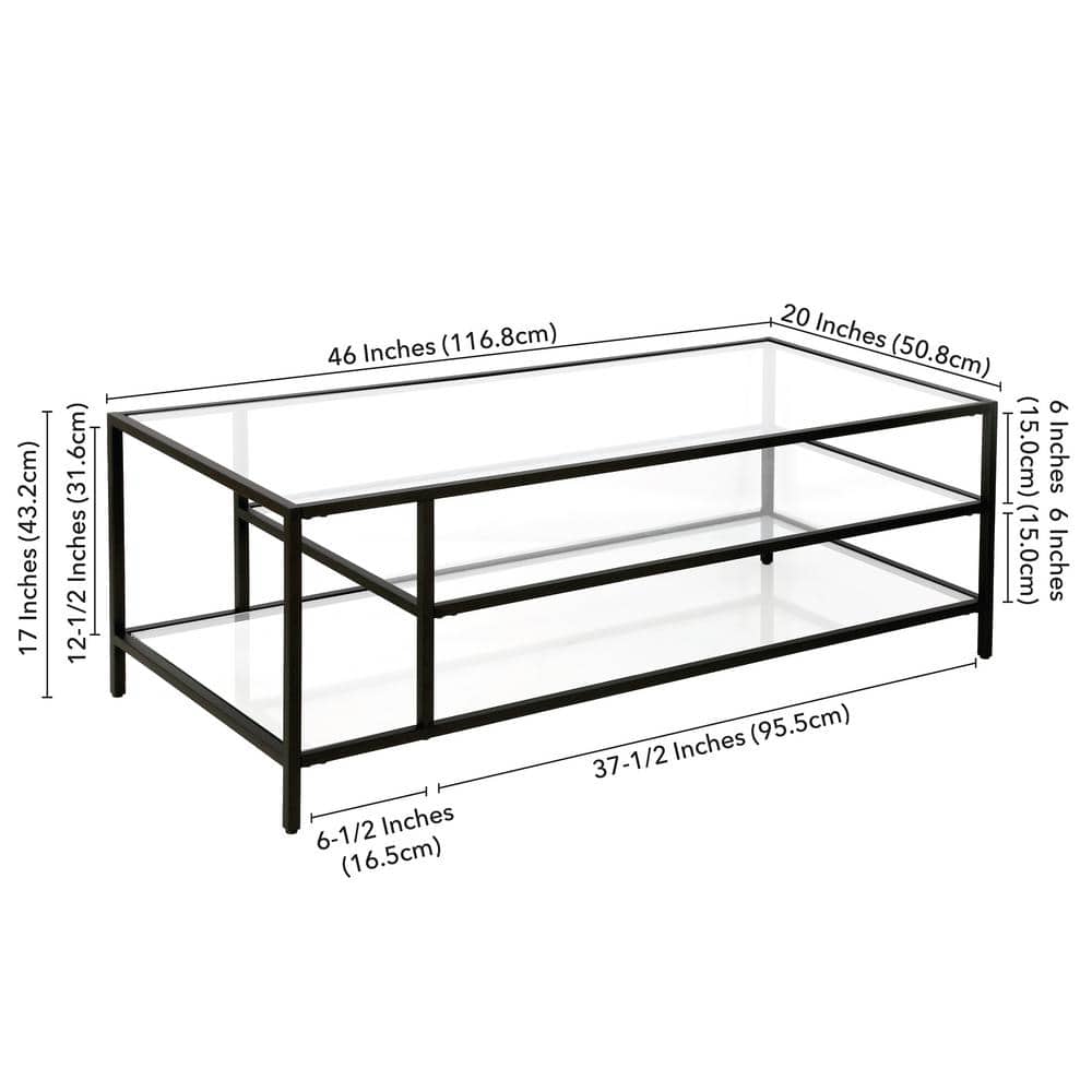 Blackened Bronze Rectangular Glass Cocktail Table