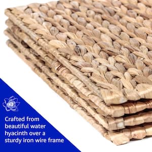 14 in. x 14 in. Square Natural Water Hyacinth Seagrass Woven Basketweave Indoor or Outdoor Placemats (Set of 4)