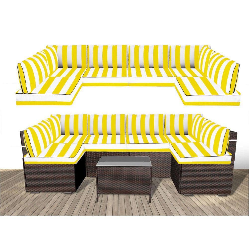 25.6 in. x 25.6 in. x 4 in. (14-Piece) Deep Seating Outdoor Sectional Replacement Cushion Set