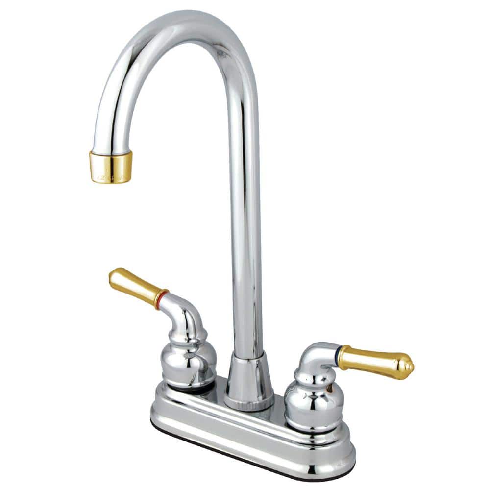 Kingston Brass Magellan 2Handle Deck Mount Gooseneck Bar Prep Faucets in Polished Chrome