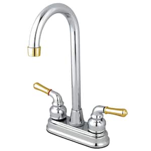 Magellan 2-Handle Deck Mount Gooseneck Bar Prep Faucets in Polished Chrome/Polished Brass