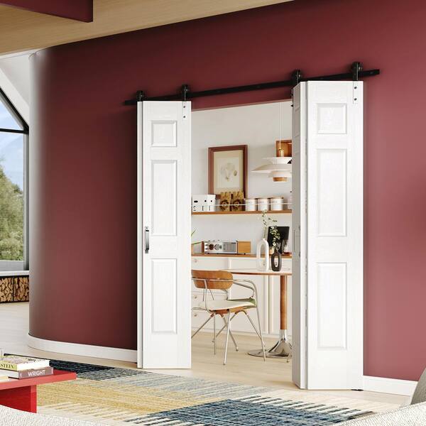 TENONER 72 in. x 84 in. (36 in. W x 2) Bi-Fold 6-Panel White MDF