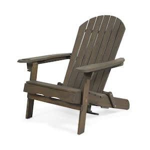 Lissette Gray Foldable Wood Outdoor Patio Adirondack Chair