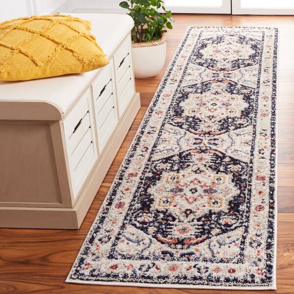 Luna Beige 2 ft. x 9 ft. Border Ornate Runner Rug