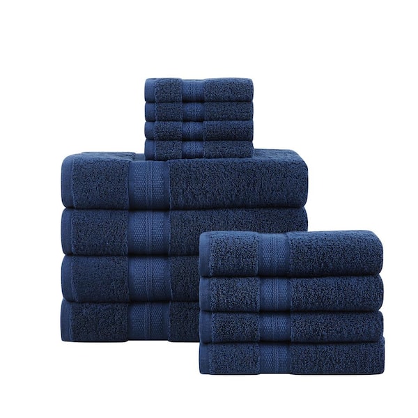 Signature Solid 12 Piece Navy Cotton Towel Set