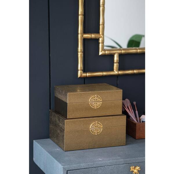 A&B Home Yasmeen Nesting Boxes - Set of 2 - Bronze/Gold