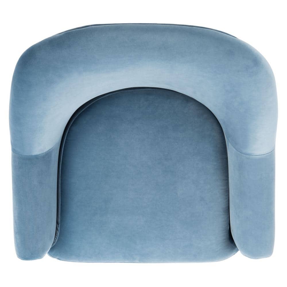 Rodrik Light Blue Velvet and Wood Accent Chair