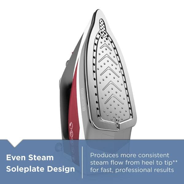 Vitessa Advanced Red and White Steam Iron with Nonstick Soleplate