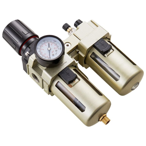 Air Compressor Filter Regulator Lubricator (FRL), 1/2 in. NPT Air Compressor Water Separator, Semi-Auto System