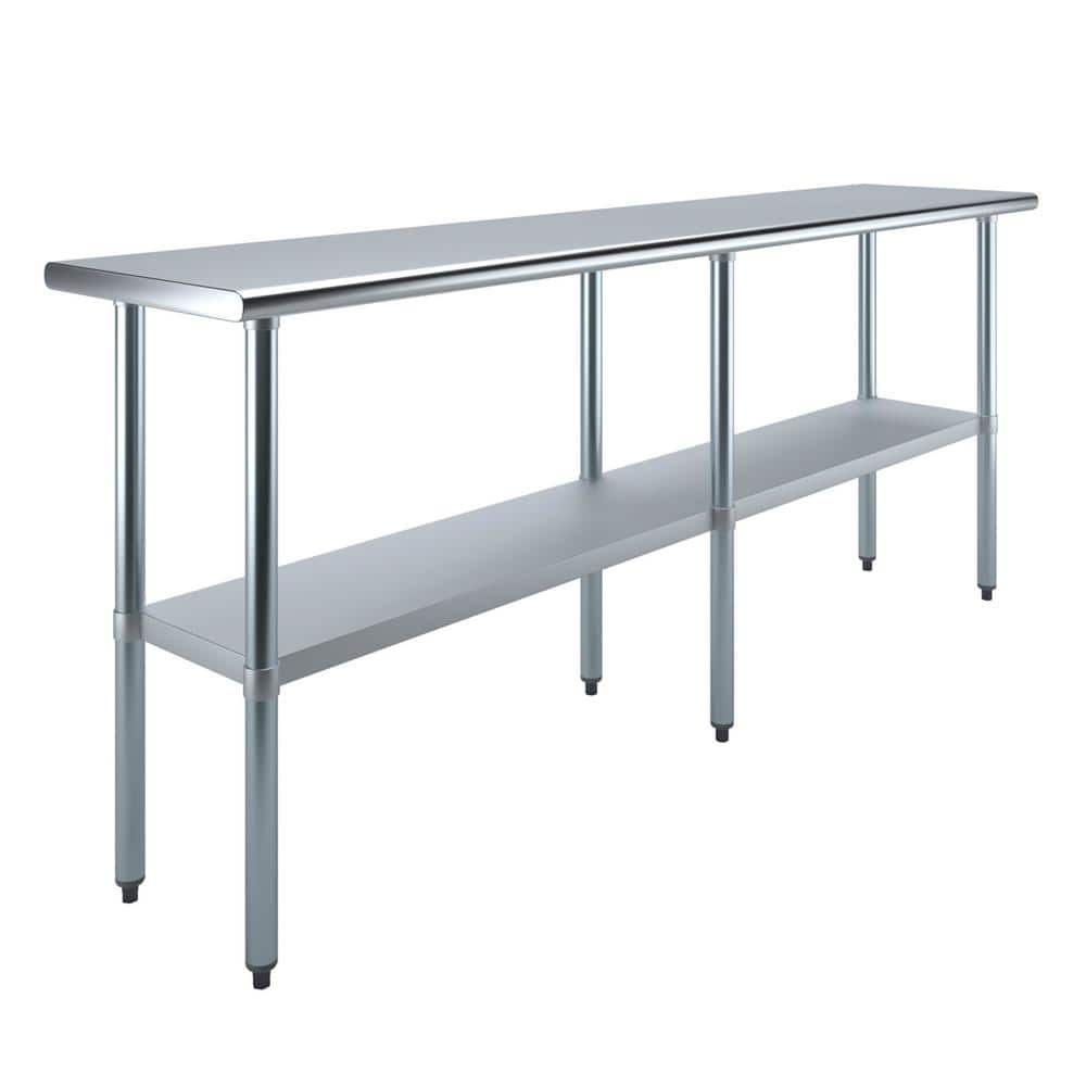 84" Stainless Steel Utility Work Table with Galvanized Undershelves