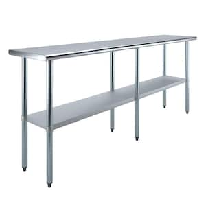 18 in. x 84 in. Stainless Steel Kitchen Utility Table with Adjustable Bottom Shelf