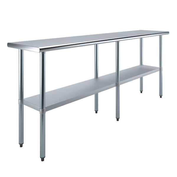 AMGOOD 18 in. x 84 in. Stainless Steel Kitchen Utility Table with Adjustable Bottom Shelf
