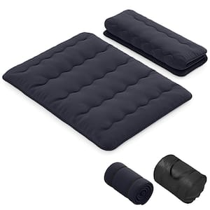 4 in. Queen Futon Mattress Japanese Floor Pad with Washable Cover Carry Bag Black