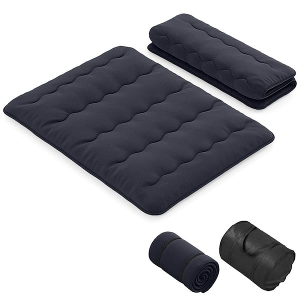 Costway 4 in. Queen Futon Mattress Japanese Floor Pad with Washable Cover Carry Bag Black