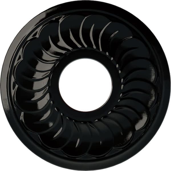 Ekena Millwork 1 in. x 11-3/4 in. x 11-3/4 in. Polyurethane Blackthorne Ceiling Medallion Moulding, Black Pearl
