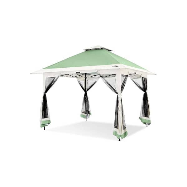 12 ft. x 12 ft. Olive Green Instant Pop Up Gazebo with Full Netting Sidewalls