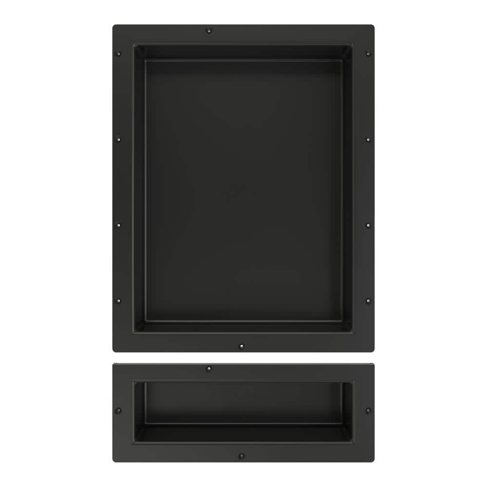 Black Double Recessed Plastic Shower Shelf, 16" x 26"