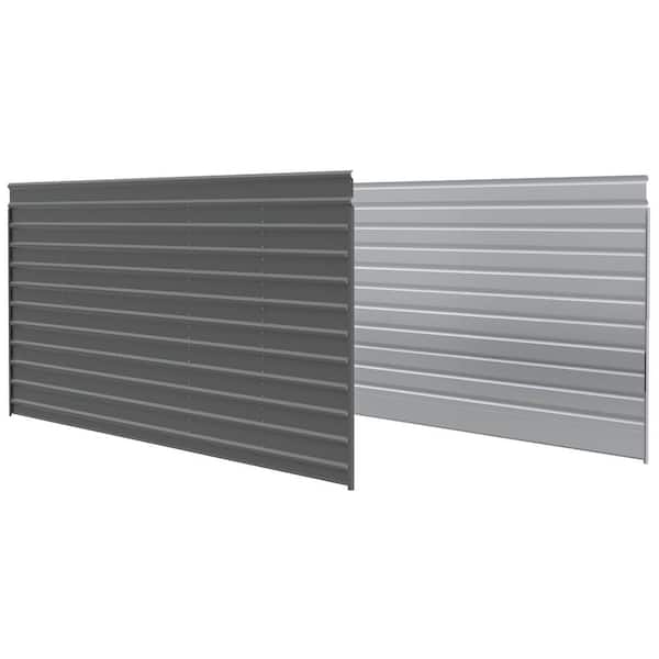 Arrow 24 ft. W x 9 ft. H Charcoal Galvanized Steel 2-Sided Carport Enclosure