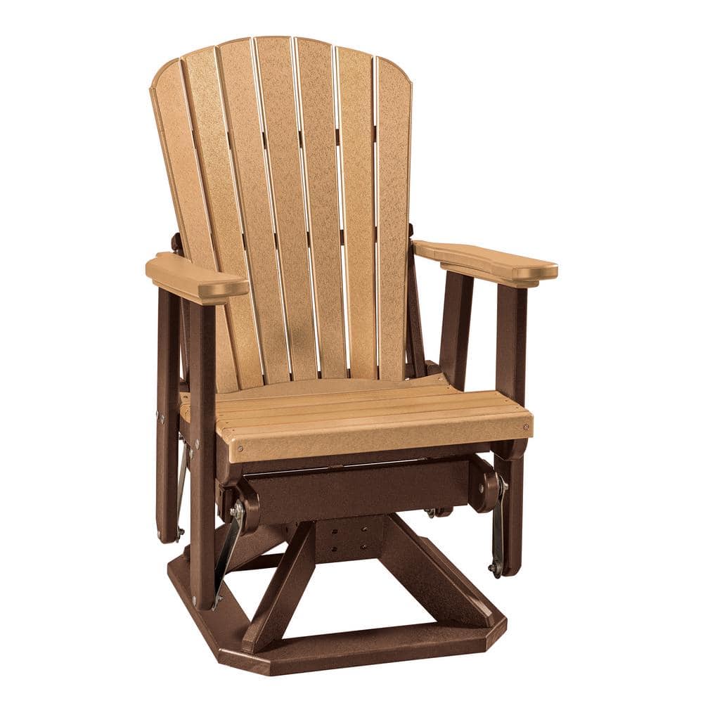 All Poly 27 in. 1-Person Tudor Brown Frame Poly Resin Outdoor Fan Back Swiv