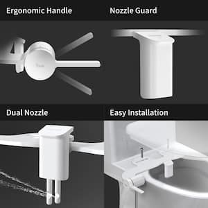 Non-Electric Universal Fit Attachable Bidet System Bidet Attachment, Dual Nozzle, Nozzle Guard, Adjustable Sprayer Set