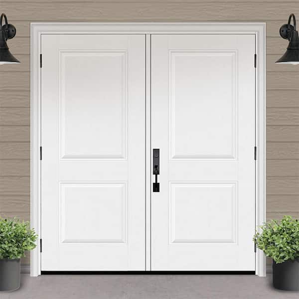 Regency 72 in. x 96 in. 2P Squaretop RHOS Unfinished White Fiberglass Double Prehung Front Door with 6-9/16 Jamb