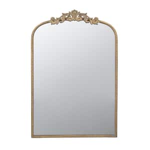 24 in. W x 36 in. H Arched Classic Design Framed Wall Bathroom Vanity Mirror in Gold