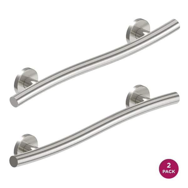 (2 x Pack) Wave Grab Bar (24 in.), Left and Right Orientation in Brushed Stainless