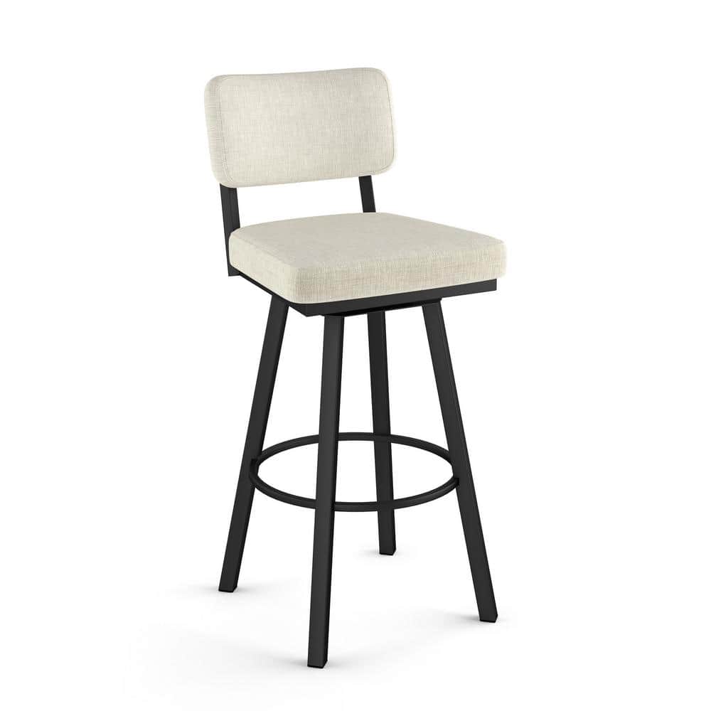 Amisco Alek 27 in. Light Beige PVC/Black Metal High Back Swivel Counter