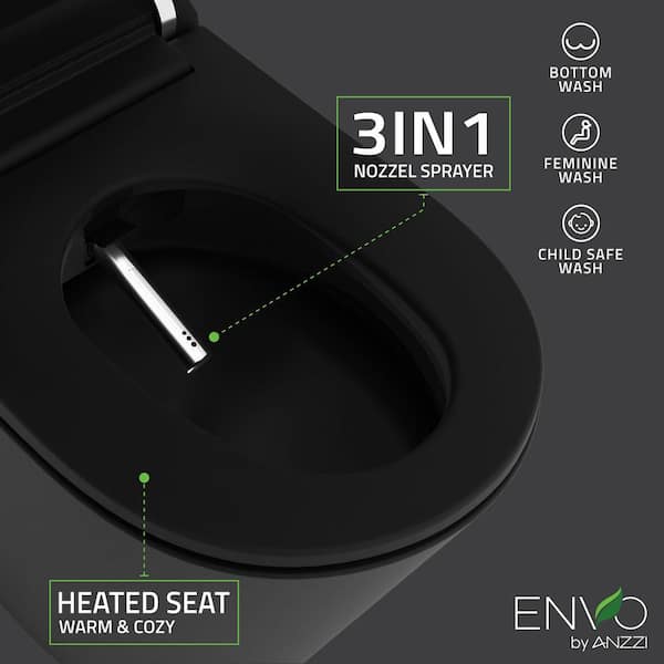 ANZZI ENVO Echo 1.28 GPF Smart Bidet Toilet with Heated Seat