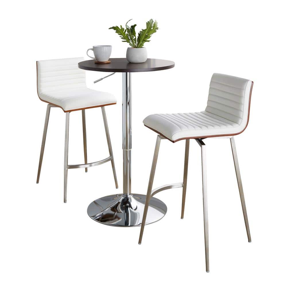 Mason White Faux Leather and Chrome Adjustable Pub Set