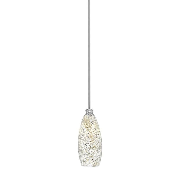 Unbranded Albany 60-Watt 1-Light Brushed Nickel Pendant Mini Pendant Light " Natural Fusion Glass and Light Bulb Not Included