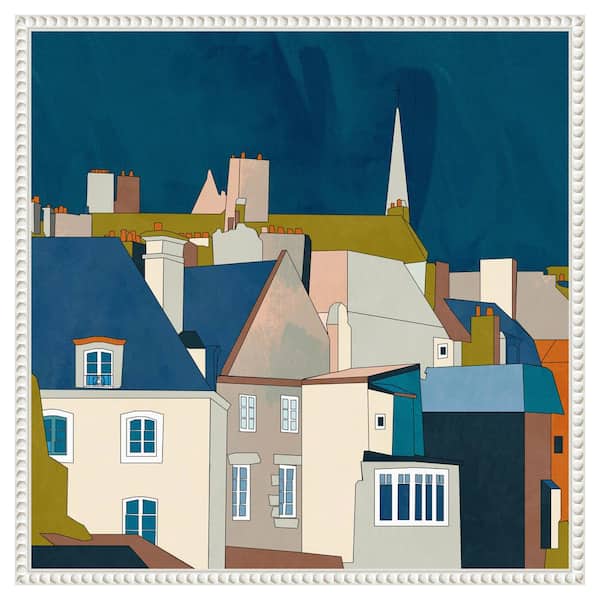 Amanti Art "Saint Malo Cityscape" by Ana Rut Bre 1-Piece Floater Frame Giclee Culture Canvas Art Print 22 in. x 22 in.
