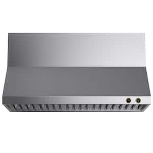 60 in. Ducted Wall Mount Range Hood 1200 CFM in Stainless Steel with Gold Accents and Round Display