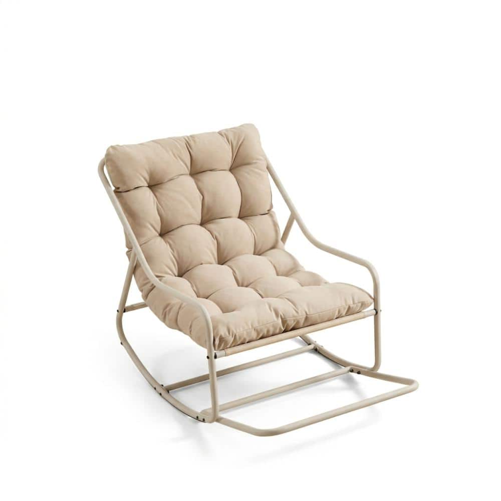 Outdoor Rocking Chair with Soft Thick Cushion, for Balcony and Backyard, Beige price history on PriceWatchPro