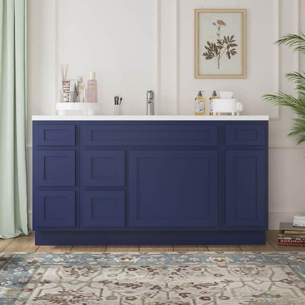 Vanity Art 60 in. W x 21 in. D x 32.5 in. H Bath Vanity Cabinet without Top in Blue