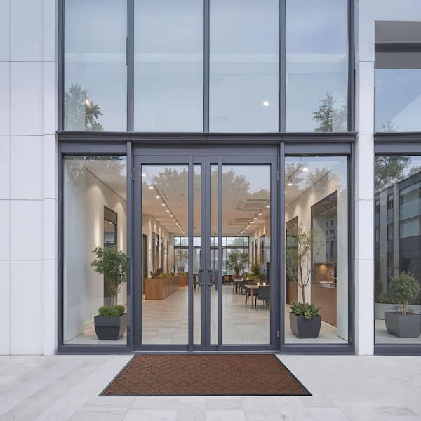 Front Door Mat, 2.92 x 3.92 ft. Commercial Floor Mat, Modern Stylish Carpet with TPE Backing Brown Area Rug