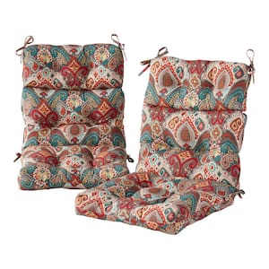 44 in. x 22 in. Outdoor High Back Dining Chair Cushion in Asbury Park (2-Pack)