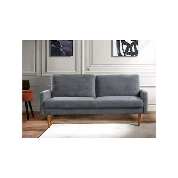 US Pride Furniture Angles 67 in. Wide Square Arm Velvet Modern Rectangle Sofa in. Grey