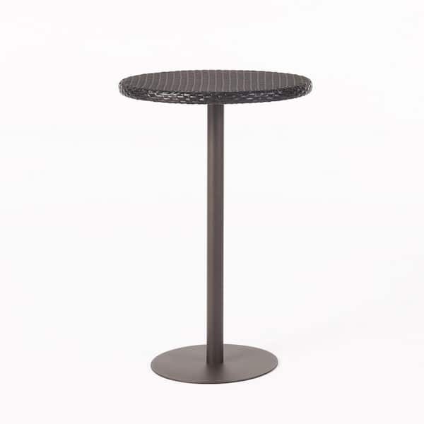 Flynama Outdoor 26 in. Round PE Rattan Bar Table in Multibrown