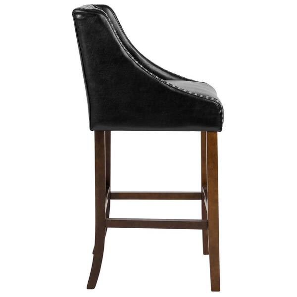 Carnegy Avenue 30 in. High Cherry Wood Bar Stool with Button Tufted Back  and Black Leather Swivel Seat CGA-TA-181521-CH-HD - The Home Depot