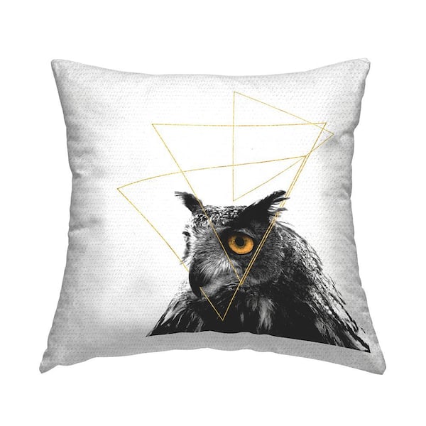 Stupell Industries Modern Geometric Shape Owl Black Square Outdoor Throw Pillow