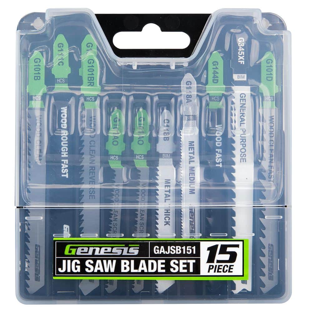 GENESIS 15-Piece Jig Saw Blade Set, T-Shank, Steel GAJSB151 - The