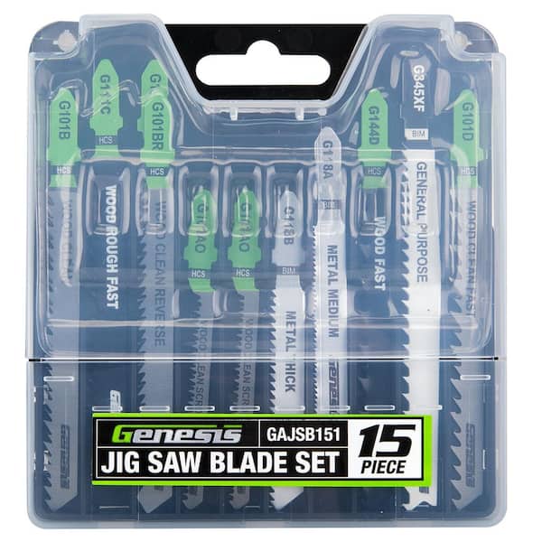 15-Piece Jig Saw Blade Set, T-Shank, Steel