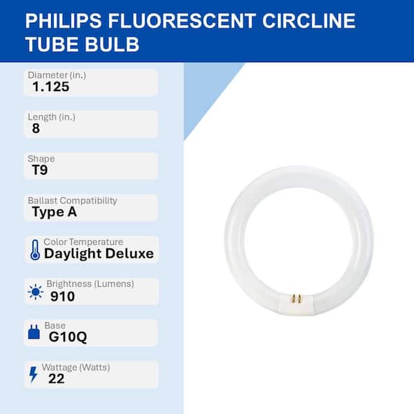 22-Watt 8 in. Linear T9 Fluorescent Tube Light Bulb Daylight Deluxe (6500K) Circline (1-Pack)