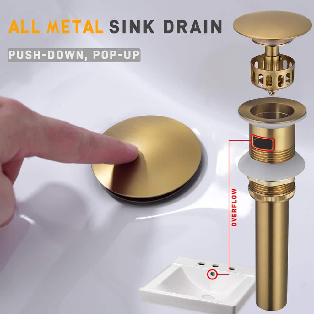 Brushed Gold Stainless Steel 8-Inch Widespread Bathroom Faucet