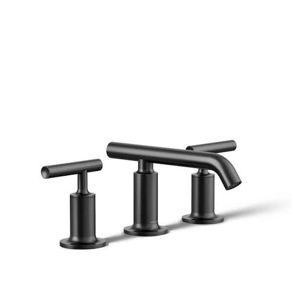 KOHLER Purist 2-Handle 8 in. Widespread Bathroom Faucet with Low Lever Handles and Low Spout in Matte Black