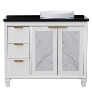 43 in. W x 22 in. D Single Bath Vanity in White with Granite Vanity Top in Black with Right White Round Basin