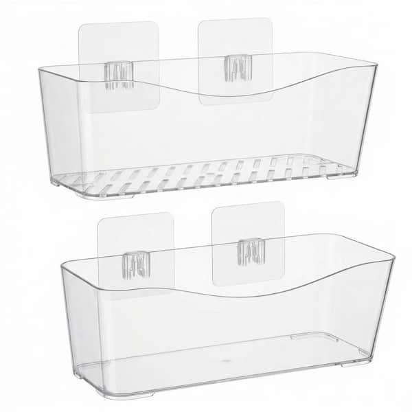 2-Pack Brushed Nickel Bath Toy Storage Organizer No Drill Adhesive